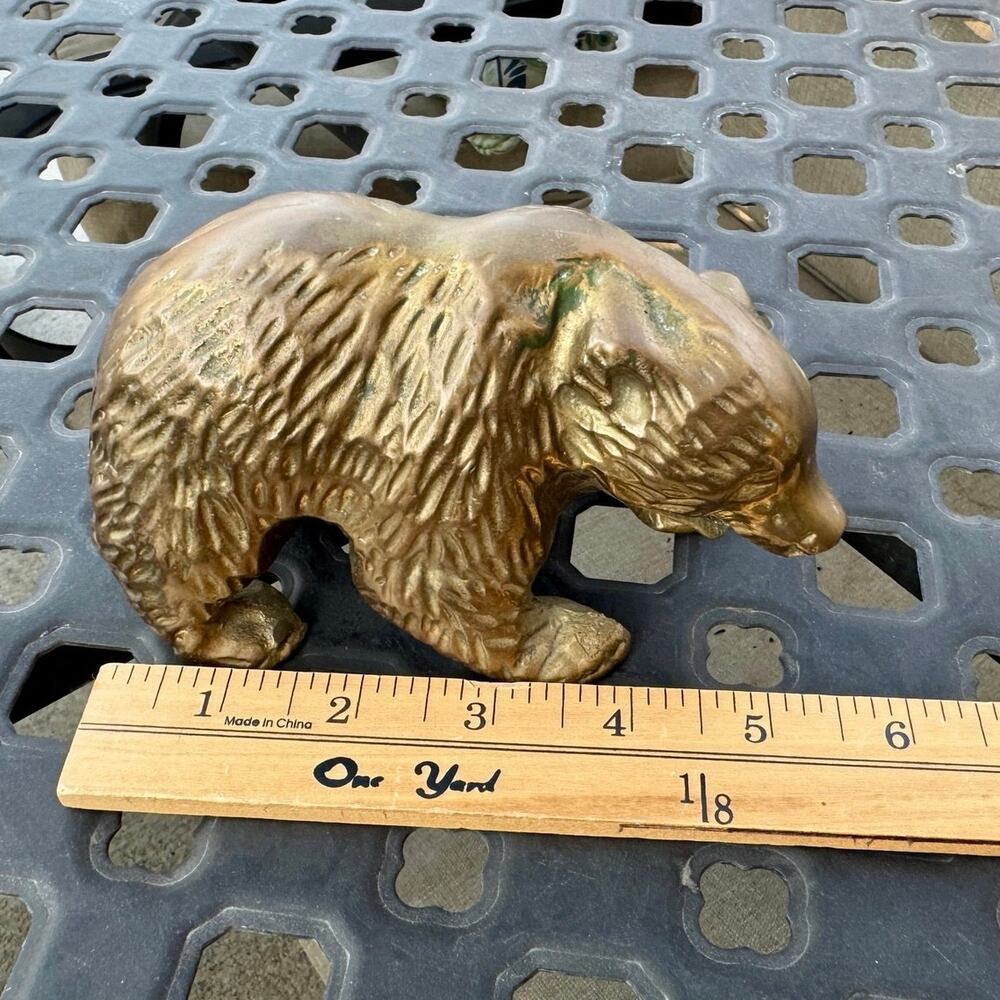 Vintage Solid Brass Bear Figurine Heavy Cast Wildlife Cabin Lodge Decor 5.5” - Picture 7 of 9